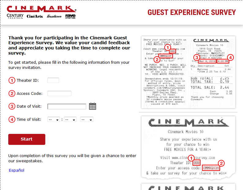 Cinemark Guest Experience Survey