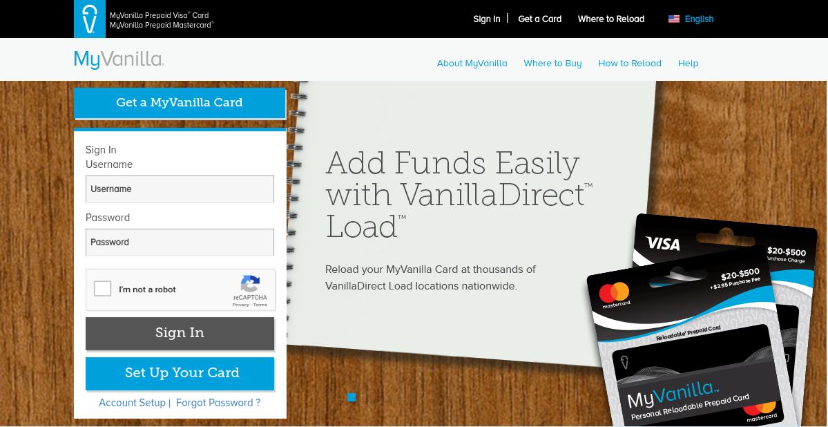 MyVanilla Reloadable Prepaid Card Logo