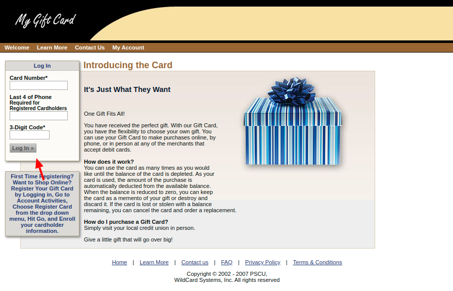 My Gift Card Login