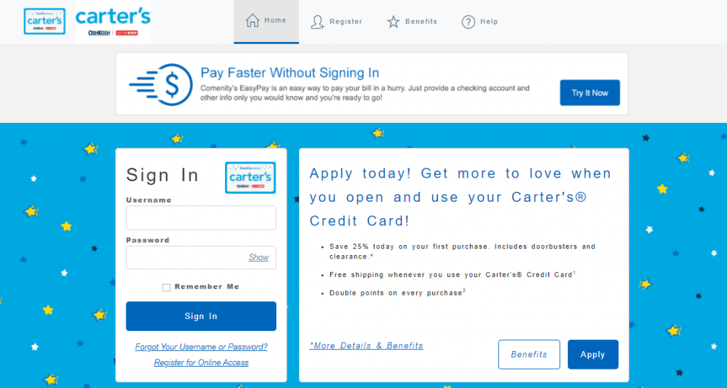 Carters Credit Card Login SurveyLine