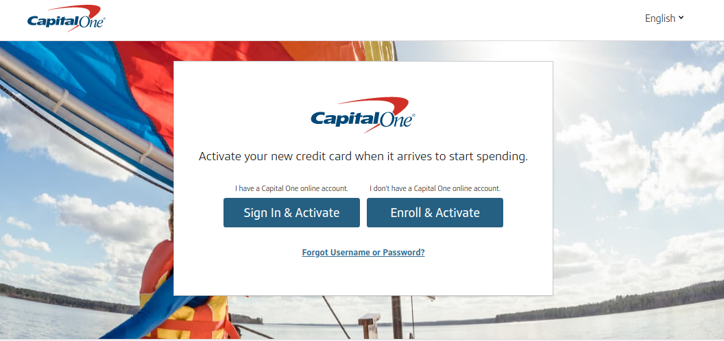 capital one credit card login page