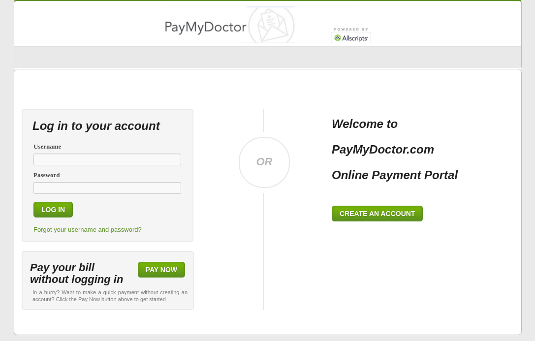 paymydoctor login