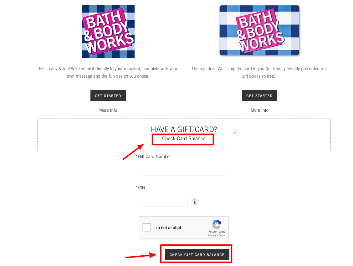 bath and body works gift card balance