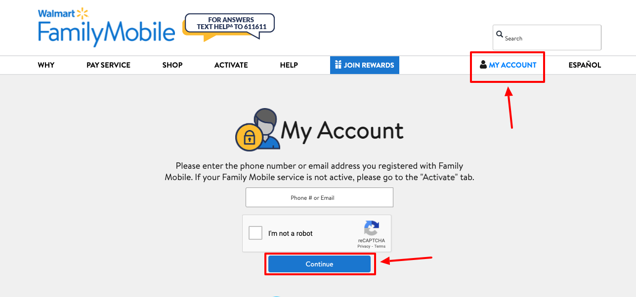 my family mobile login