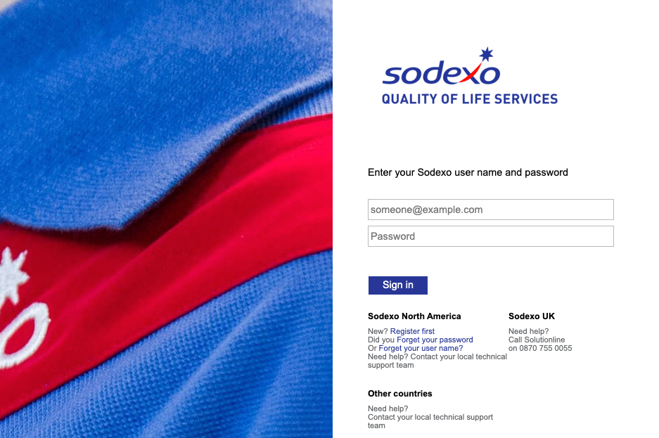 sodexo north american portal login