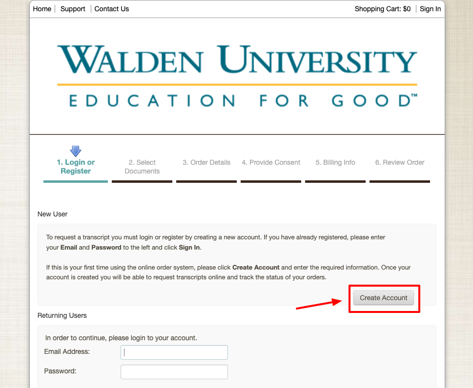 walden student create account