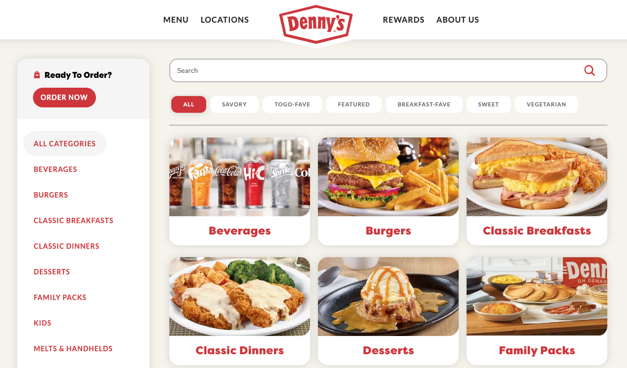 denny's menu
