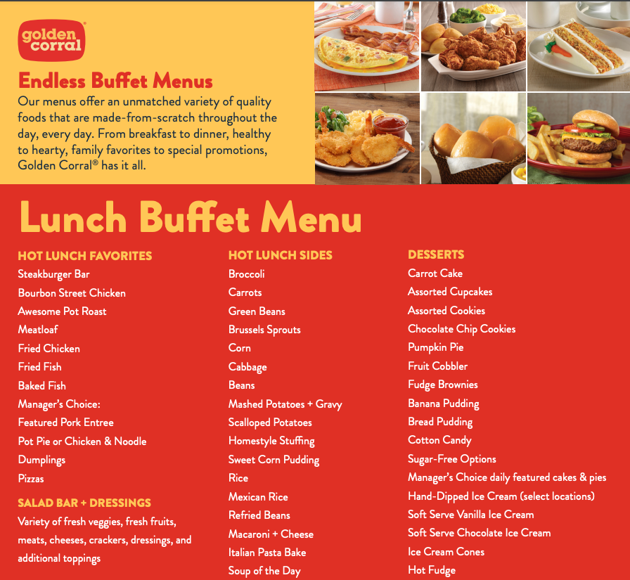 golden corral buffet price