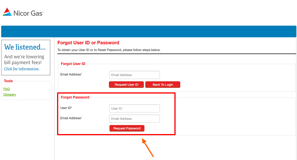 nicor gas register forogot password