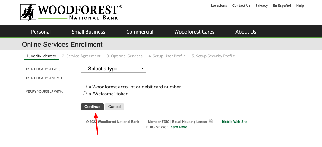 woodforest bank enrollment process