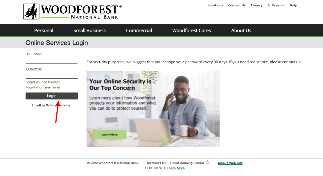 woodforest bank login