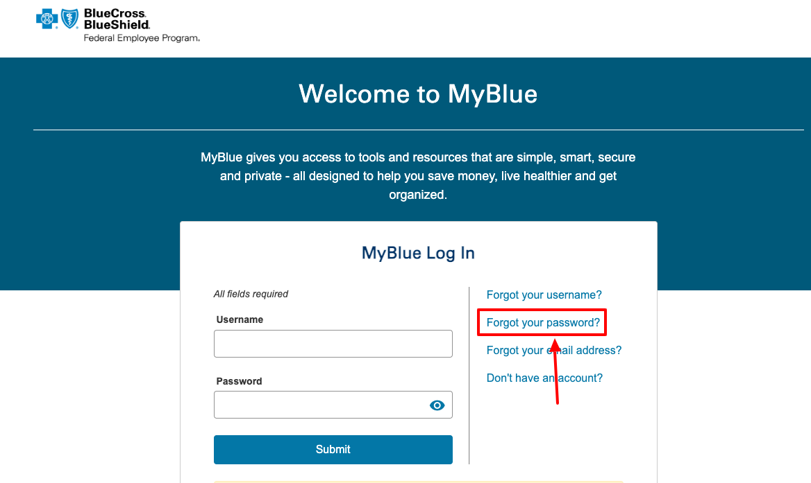 myblue forgot password