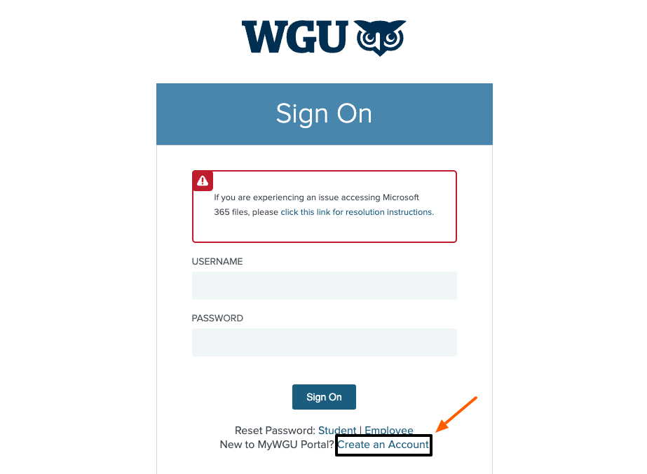 wgu student create account