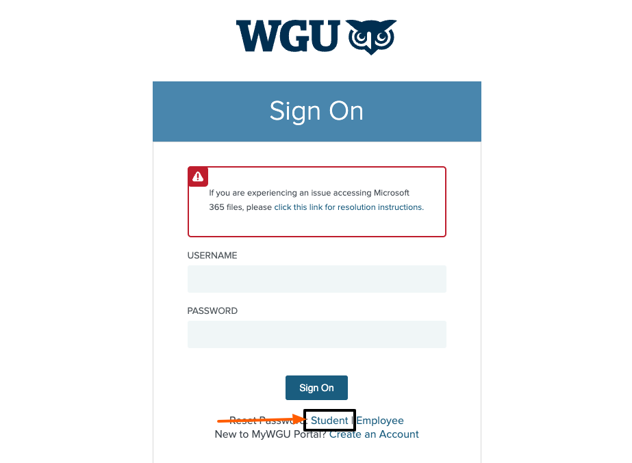 wgu student forgot password page