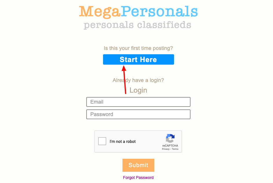 Mega personals register page