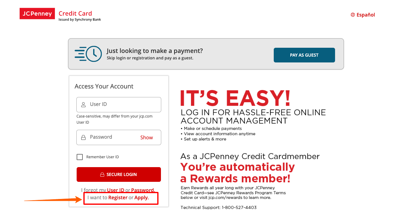 Register your jcpenney credit card login Account